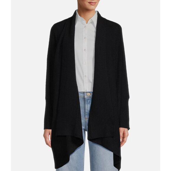 NWT ANTONIO MELANI Cashmere Zoe Cardigan Sweater Women's XL Black Open Shawl New - Picture 12 of 12